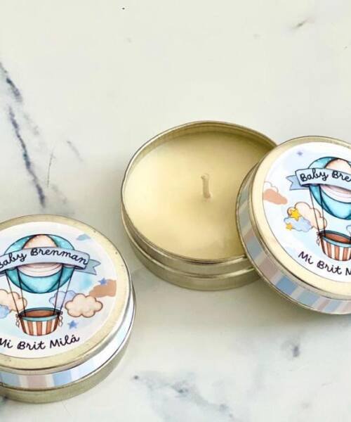Lata personalizada vela souvenir