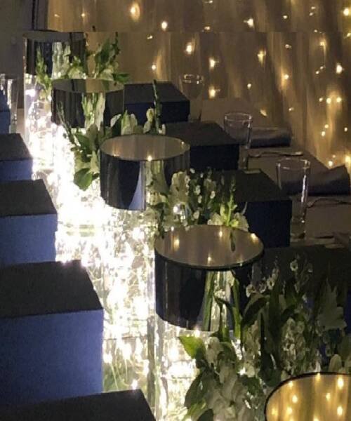 Decoracion de eventos-Cabexera con centros con luz